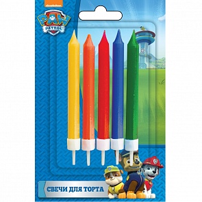 Набор свечей с держателями, 5 штук по 7 см. из серии Щенячий Патруль (Росмэн, 31361ros)